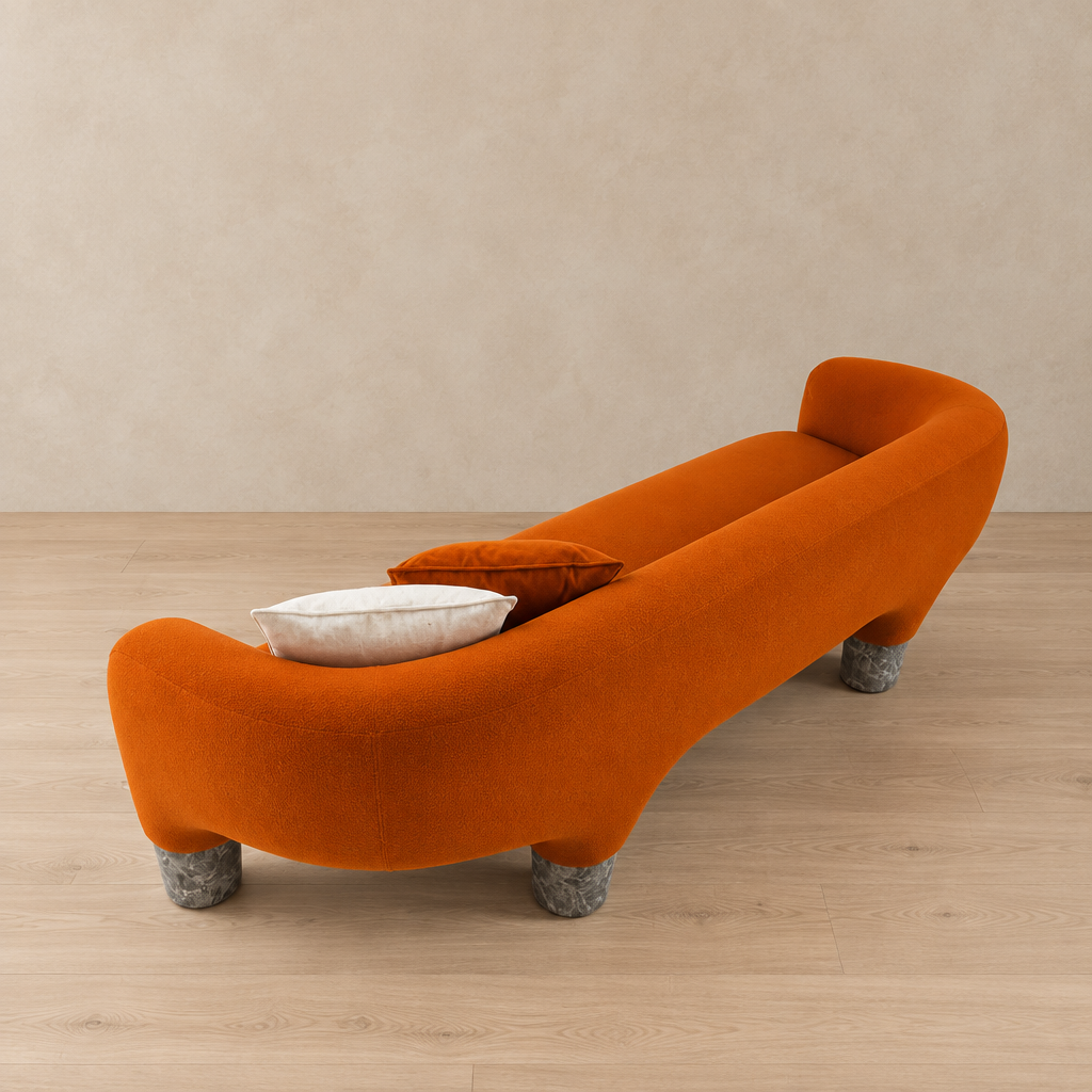 Oryn orange sofa rear view