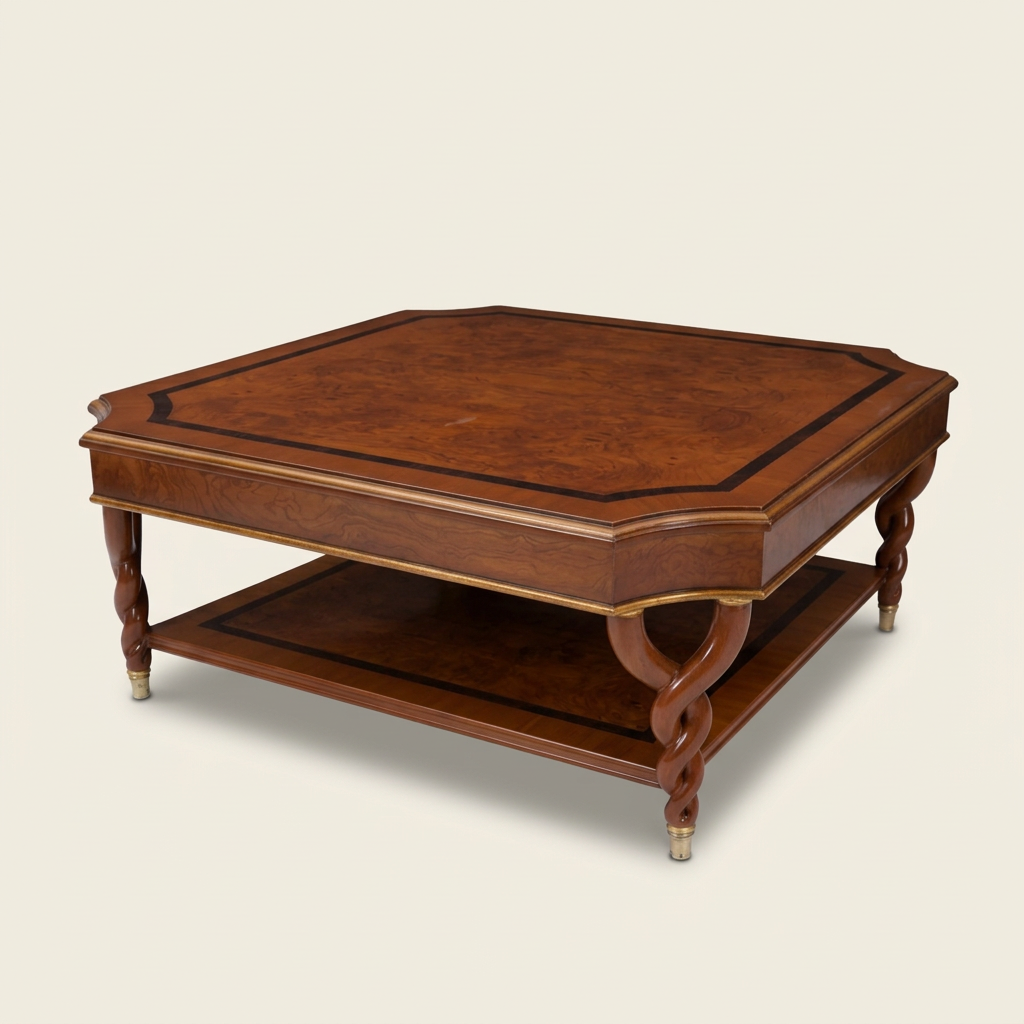 Valcour Burl Coffee Table in a studio setting