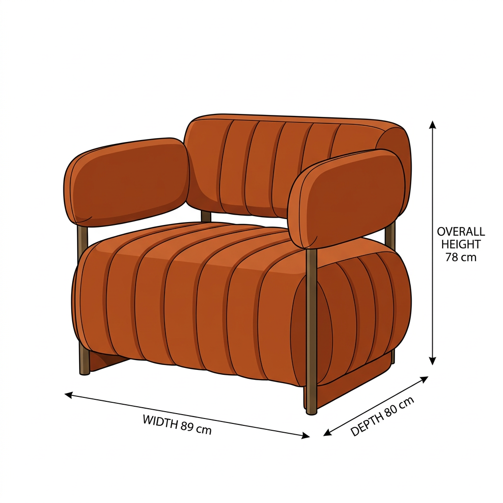 Rovelle dimensions: width 89 cm, depth 80 cm, overall height 78 cm