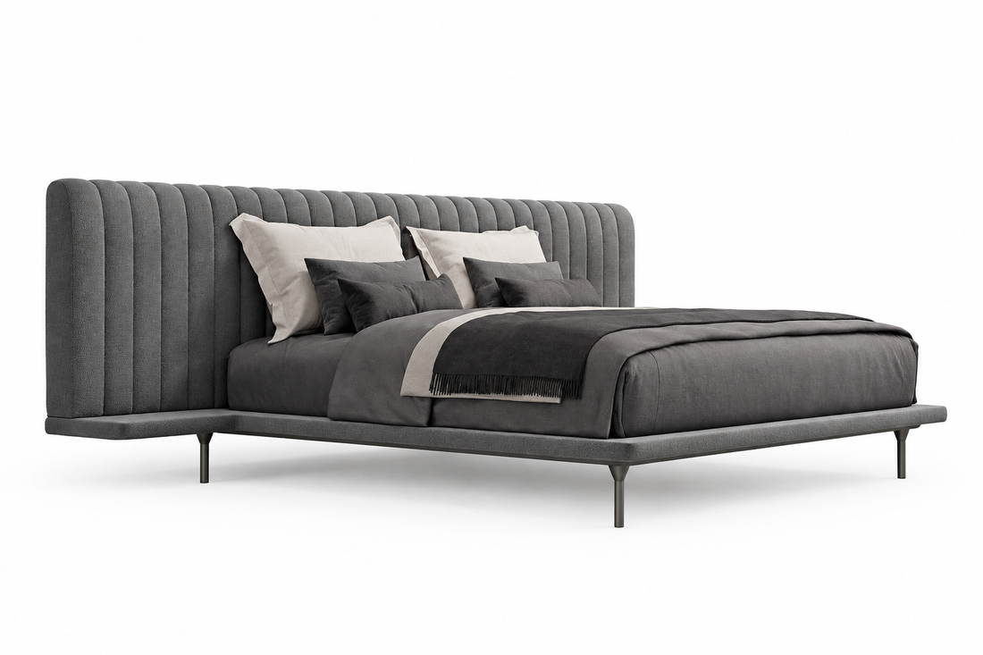 Side view of the Opal bed showing its channelled headboard profile