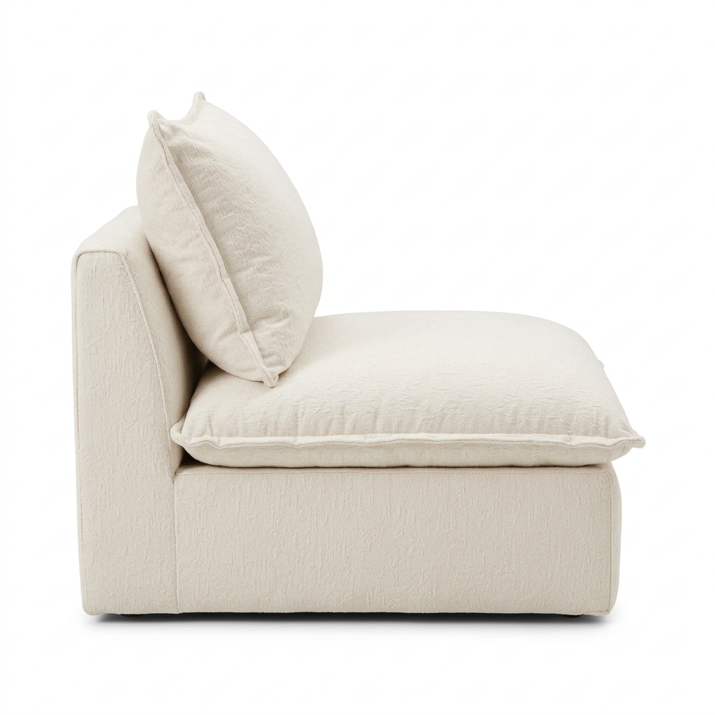 Selven ivory boucle lounge chair right side
