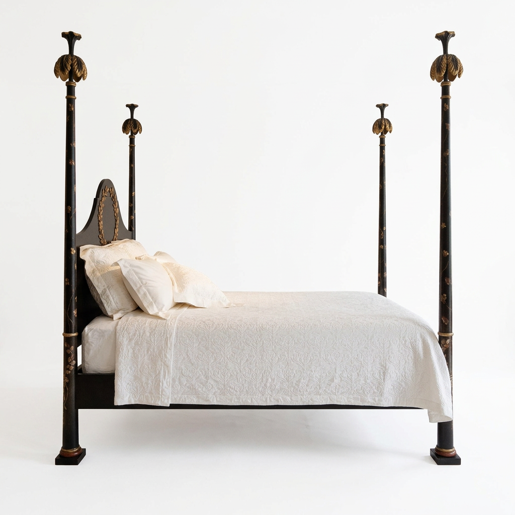 Aurel bed side view on white background