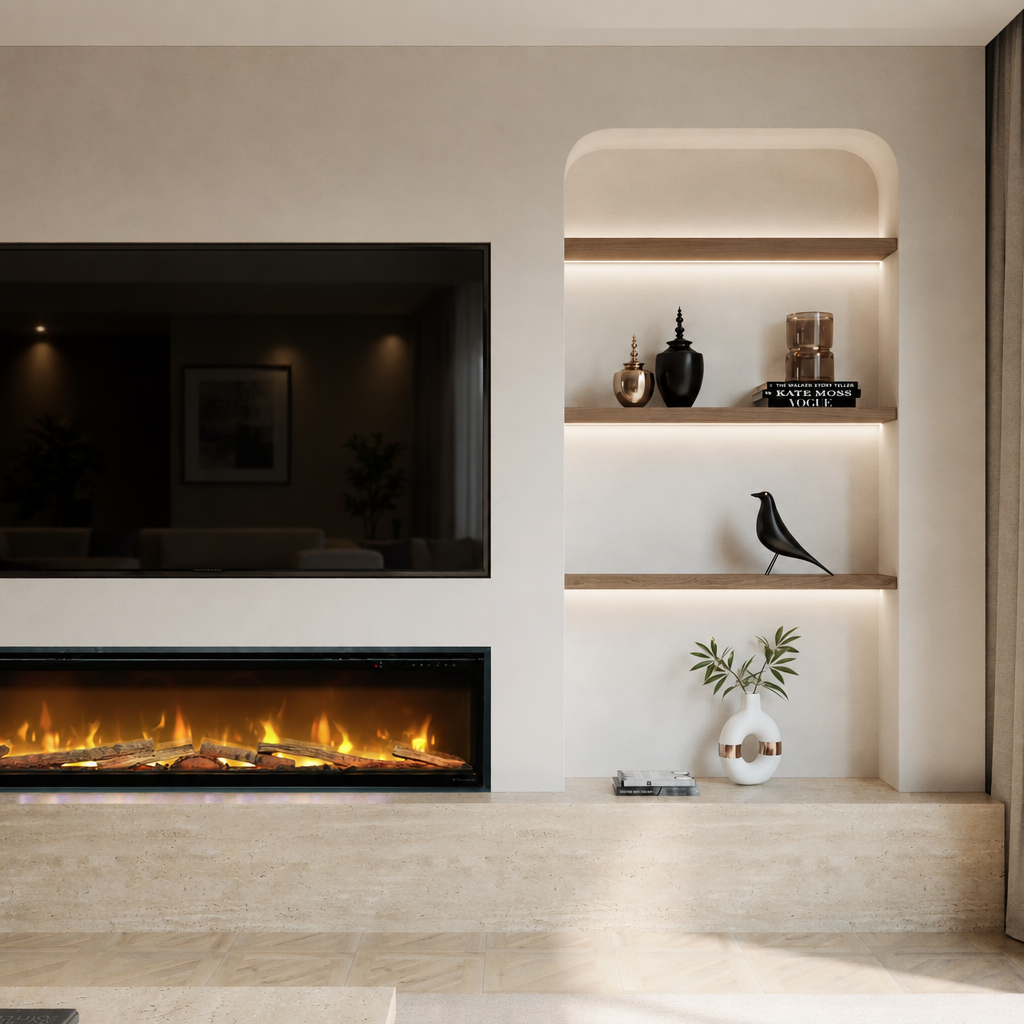 Verona Bespoke TV Media Wall, detail view with no TV-screen logo