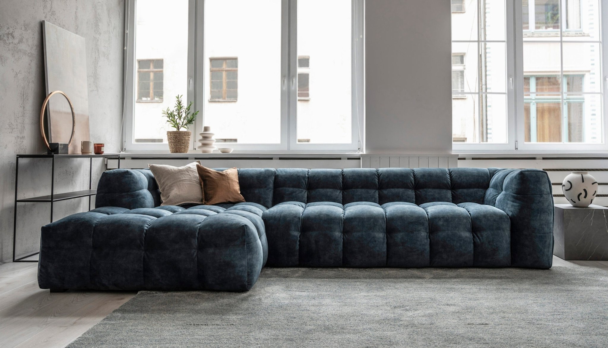 Veyron L-Shape Sofa / Cotton Velvet