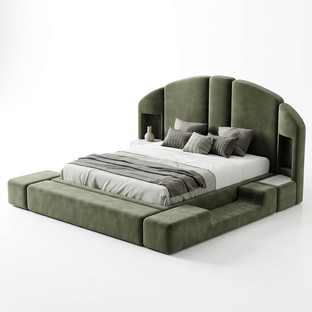 Vela bed right view on white background