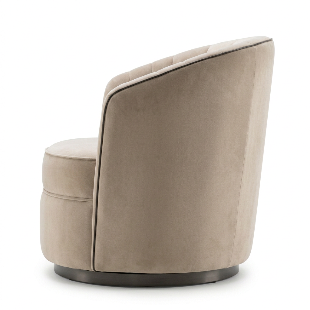 AI-reconstructed right-side view of Calenne beige armchair on white