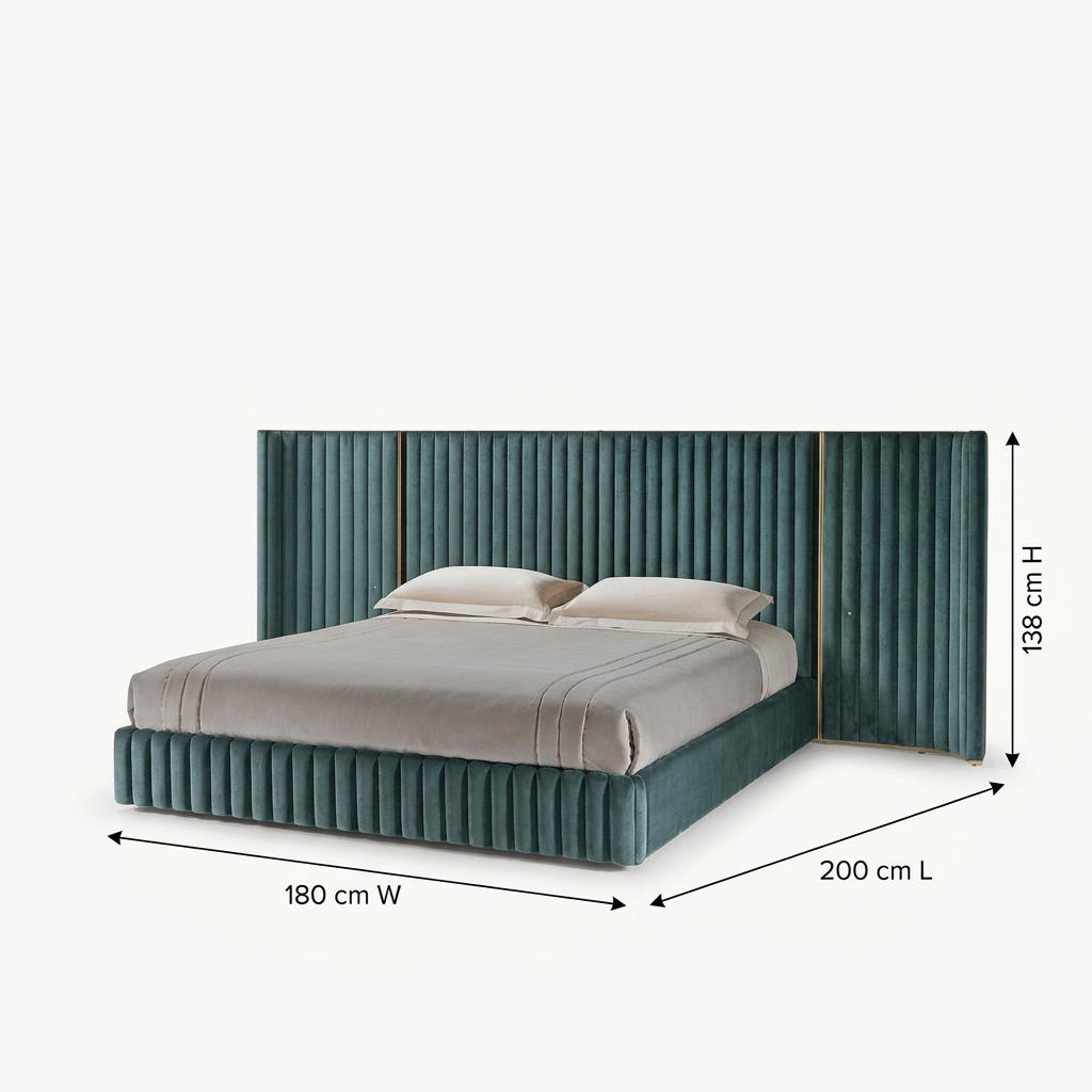 Neris bed dimensions 180 W by 200 L by 138 H cm