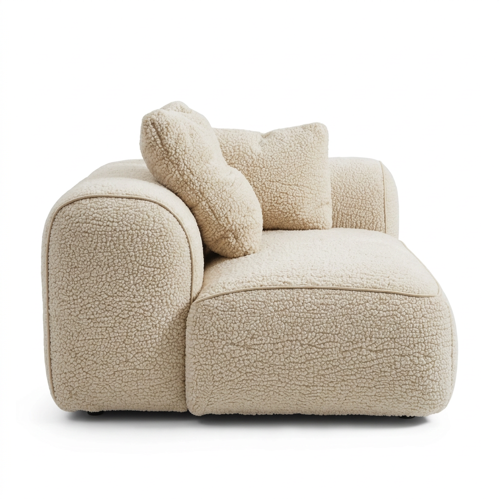 AI-reconstructed right-side view of Avero upholstered armchair on white