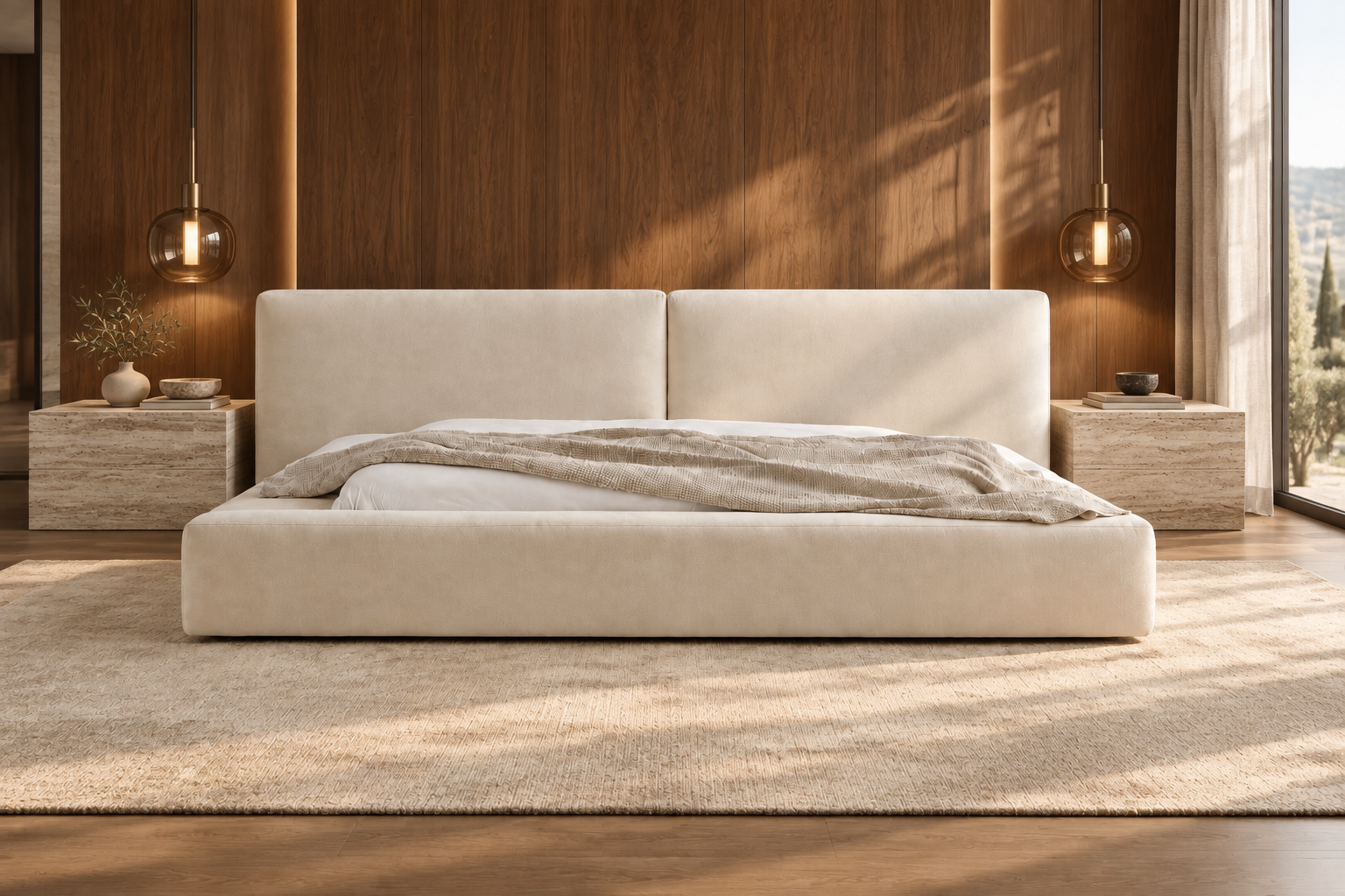 Sora bed in a luxury bedroom