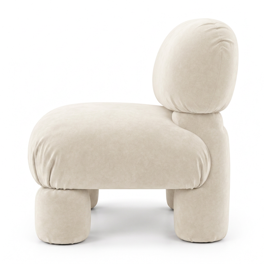 Tavio ivory lounge chair left side