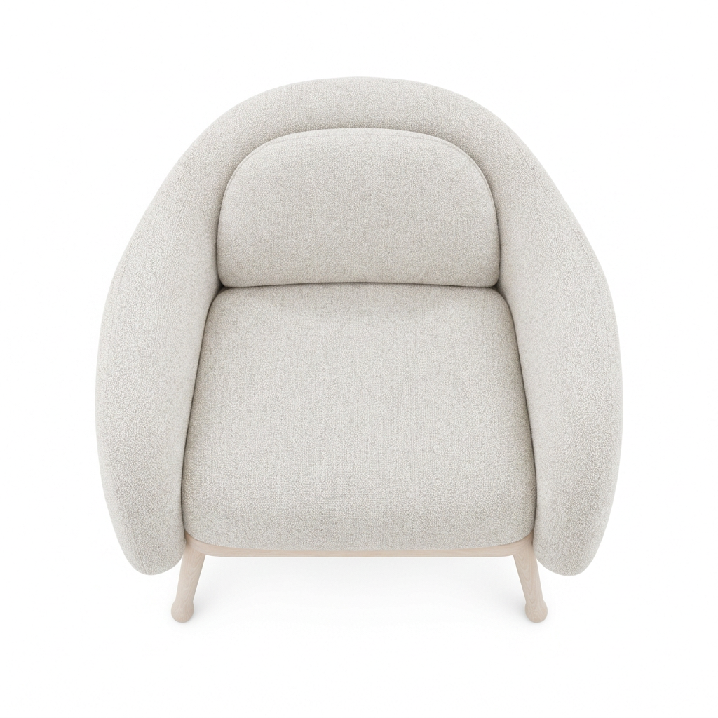 Evania white lounge armchair top view