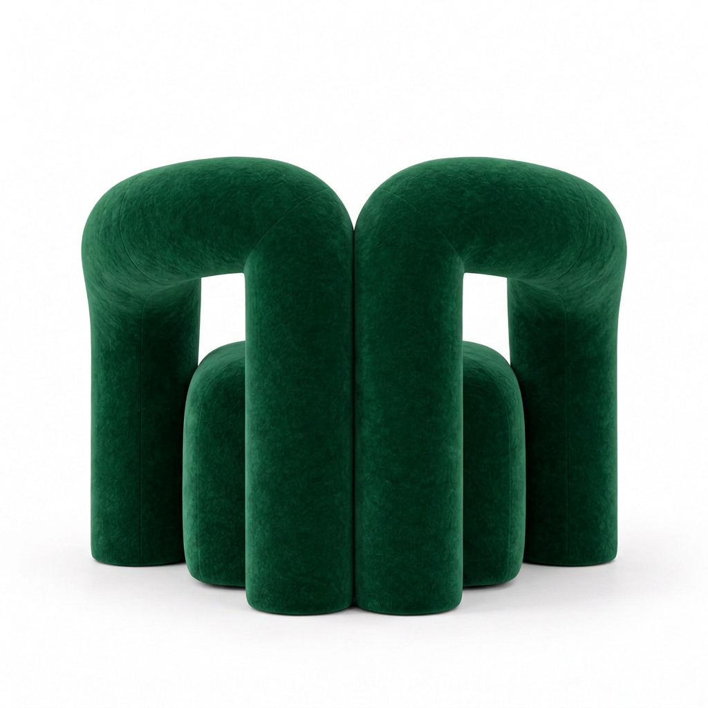 Nova emerald green velvet armchair, back view on white background
