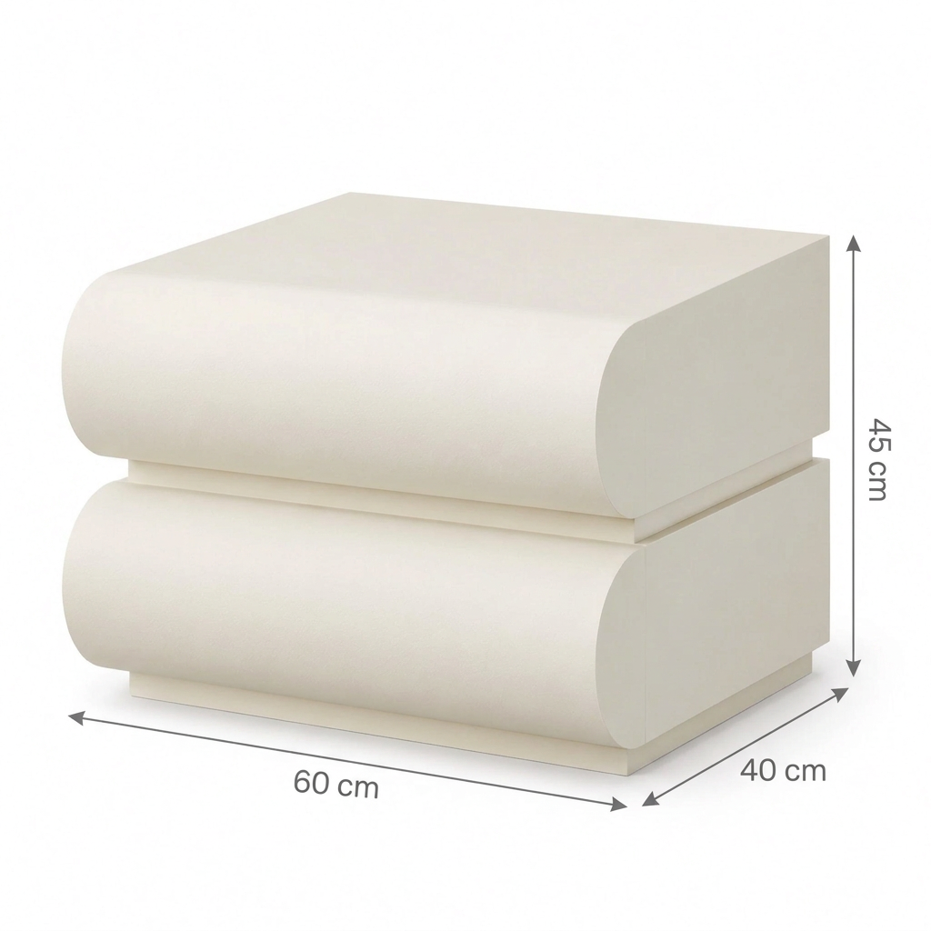 Sahra bedside table dimensions, width 60 cm, depth 40 cm, height 45 cm
