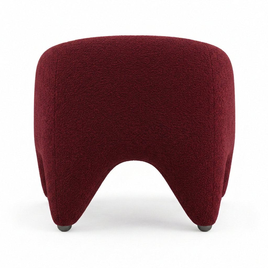 Faye burgundy bouclé tub armchair back view on white