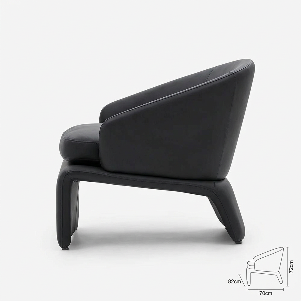 Darsen deep grey microfiber leather armchair, left-side view on white