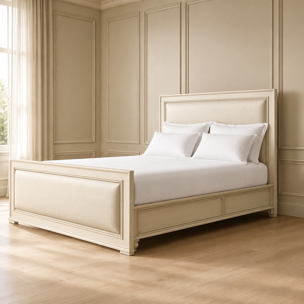 Evren beige framed upholstered bed