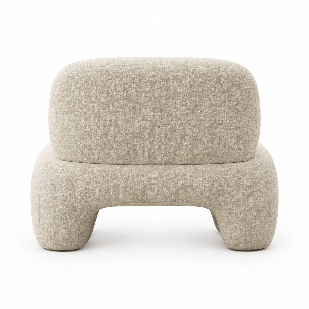 Forma Sculptural Upholstered Chair back view in ivory on white