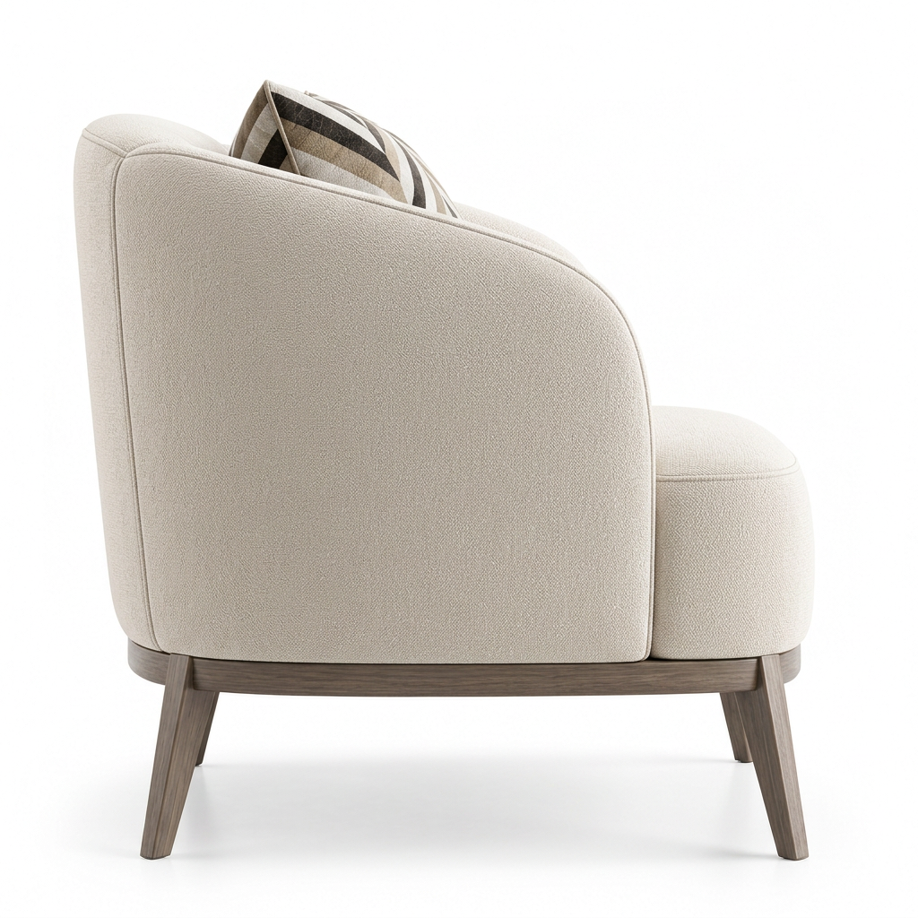 Arielle ivory armchair left side on white
