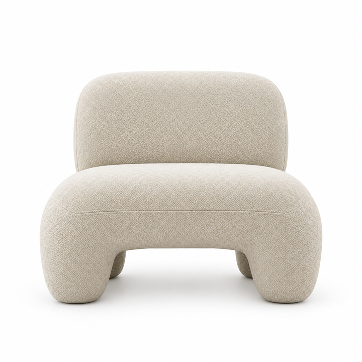 Forma Sculptural Upholstered Chair front view in ivory on white