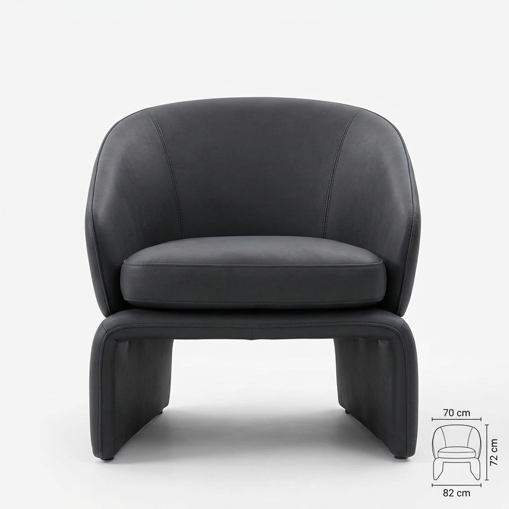 Darsen deep grey microfiber leather armchair, front view on white