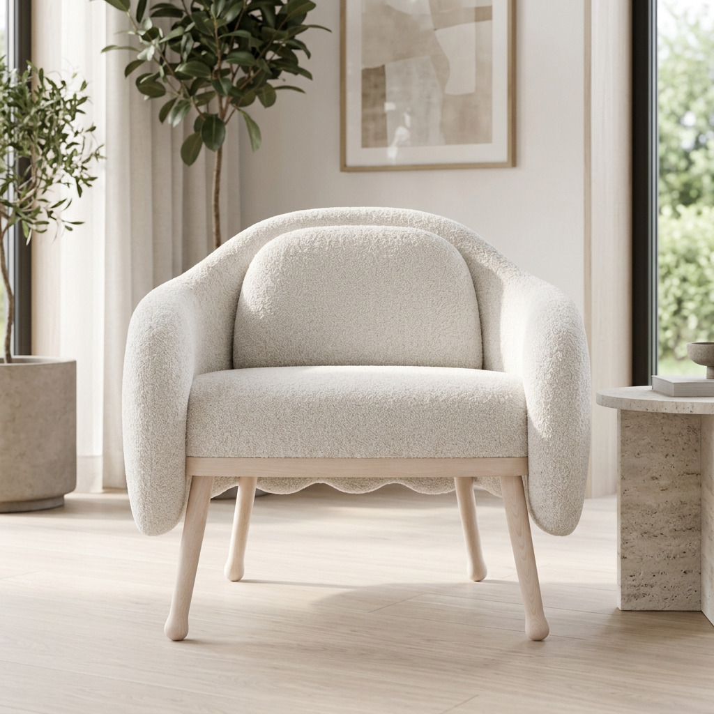 Evania white lounge armchair in contemporary room