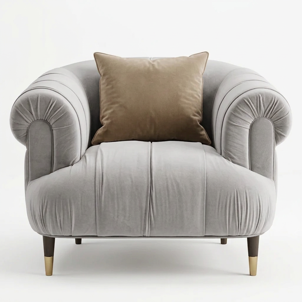 Roswick light grey armchair, AI colour visualisation