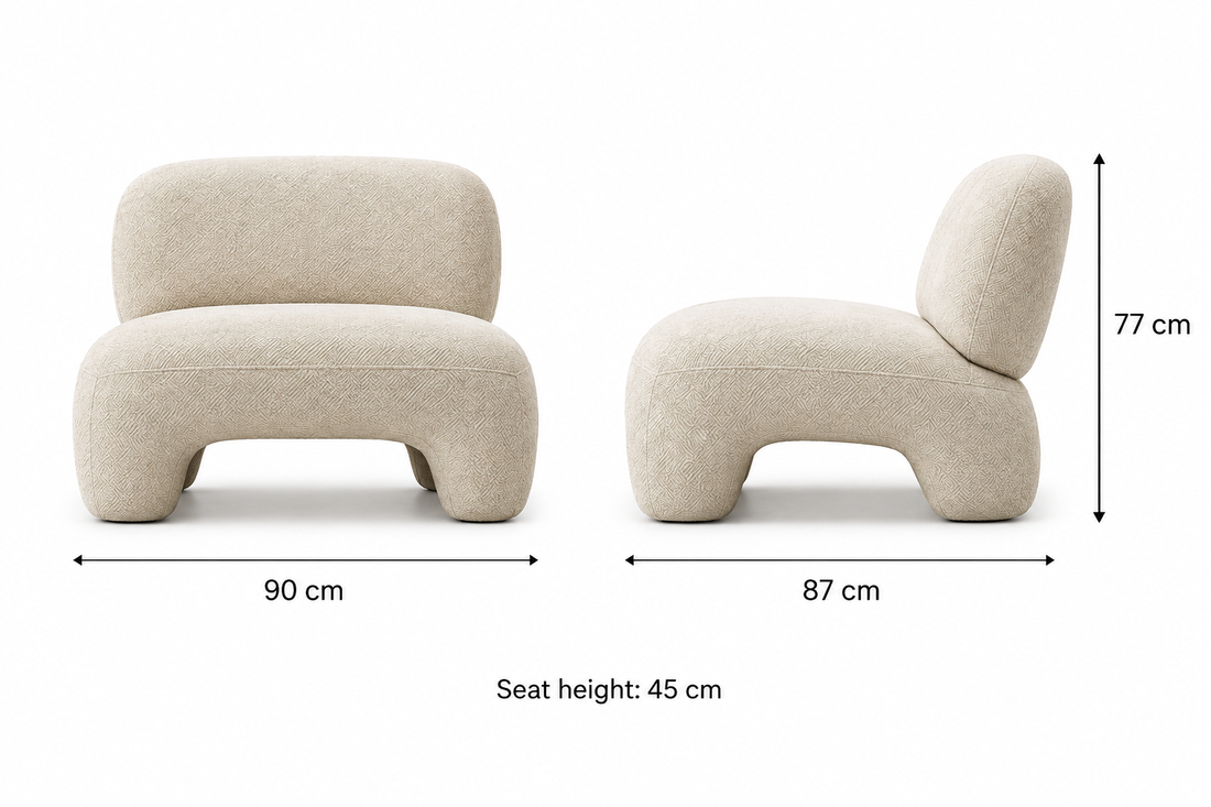 Forma Sculptural Upholstered Chair 90 cm wide, 87 cm deep, 77 cm overall height, 45 cm seat height