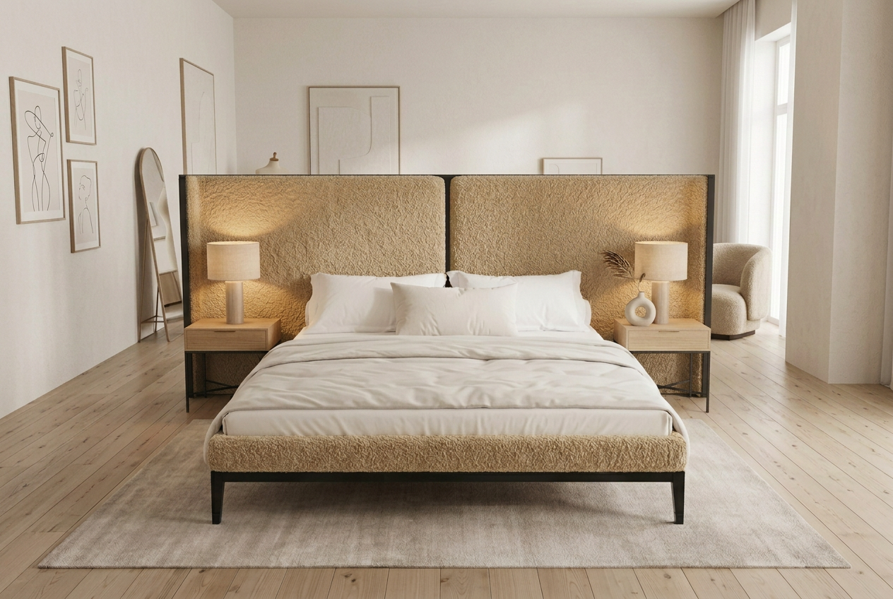 Varen Bed - Wide Panel Upholstered Bed