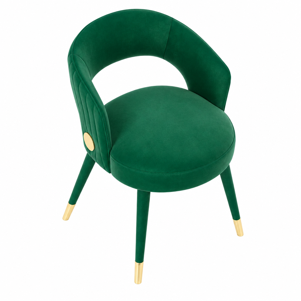 Esme green dining armchair top view on white
