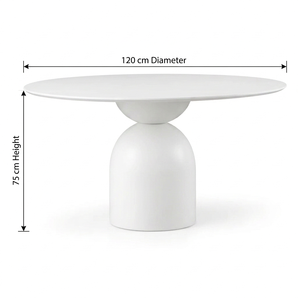 Avelis matte snow-white dining table, left view