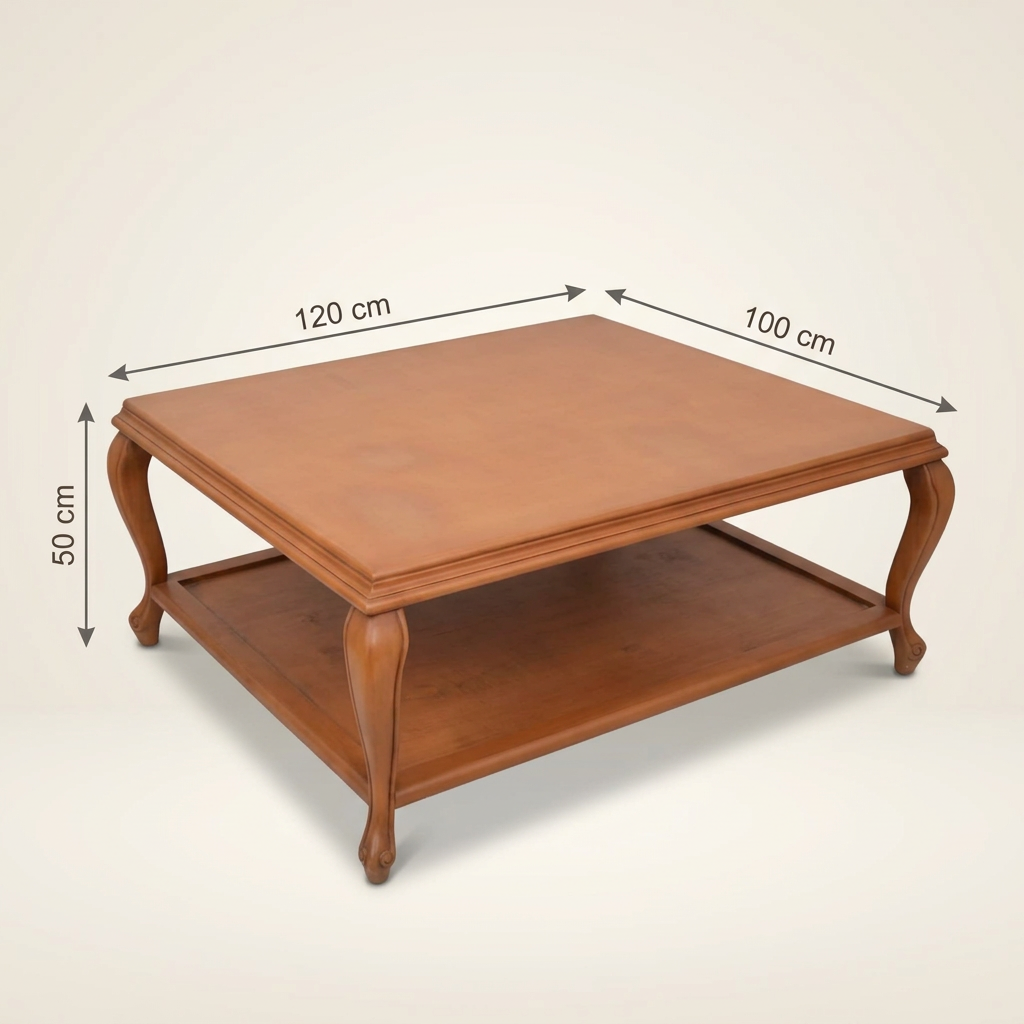 Mirecourt coffee table dimensions: 120 cm length, 100 cm width and 50 cm height
