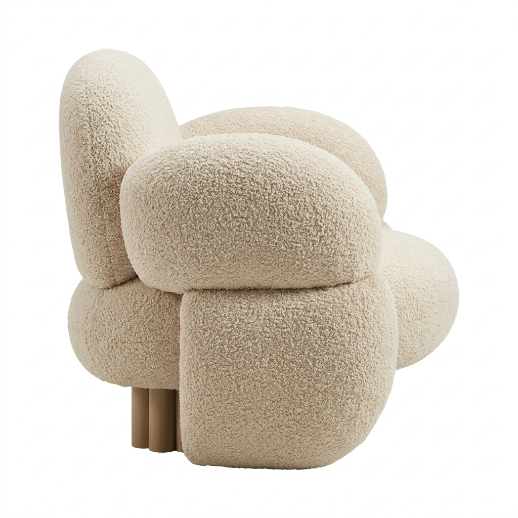 Aurevo cream boucle sculptural armchair left side view