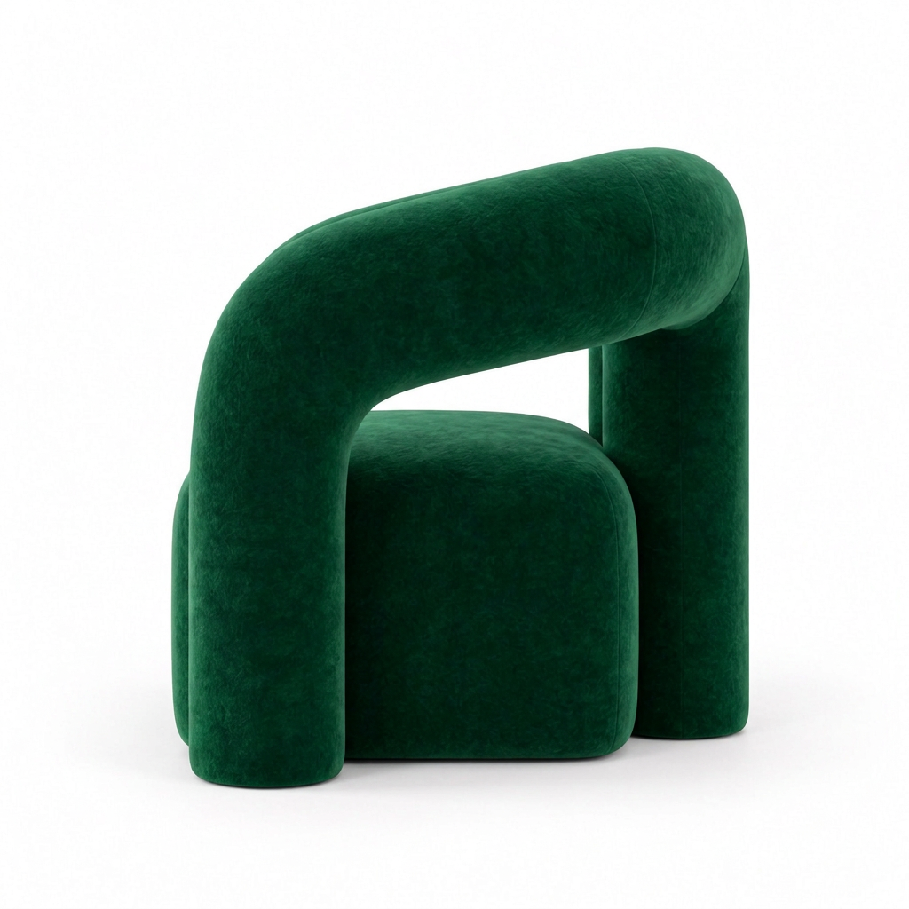 Nova emerald green velvet armchair, left side on white background