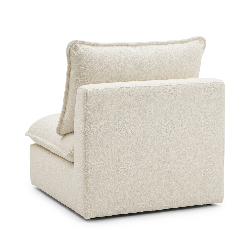 Selven ivory boucle lounge chair back view