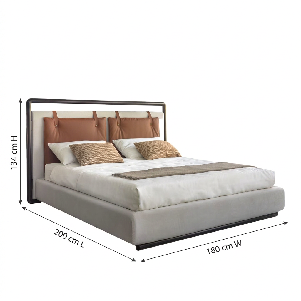 Corin bed dimensions 180 W by 200 L by 134 H cm