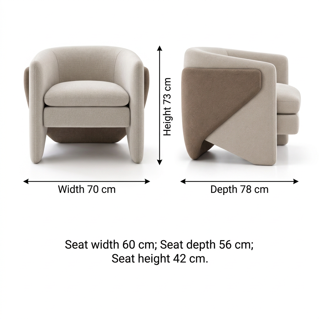 Varen armchair dimensions 70 cm wide 78 cm deep 73 cm high