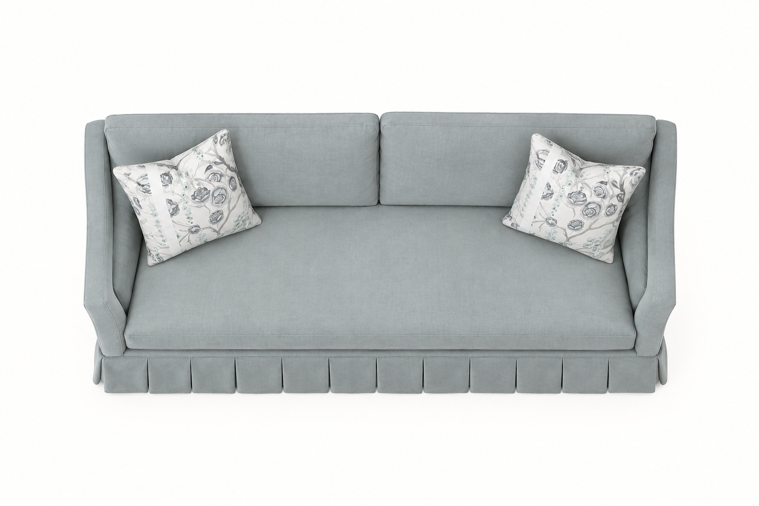 AI-created overhead view of Abingdon Skirted Sofa