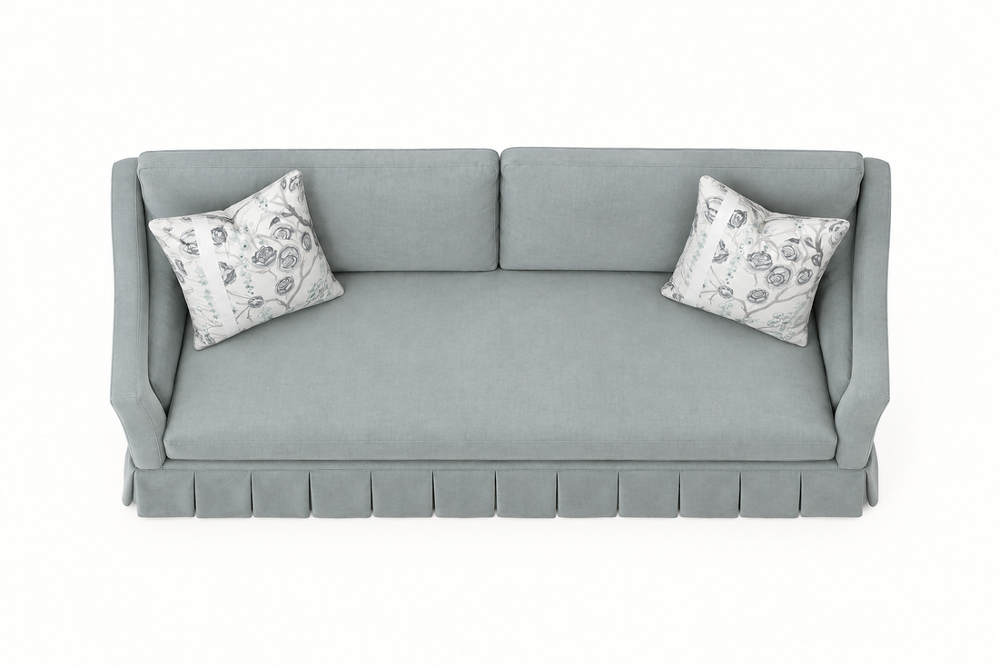 AI-created overhead view of Abingdon Skirted Sofa