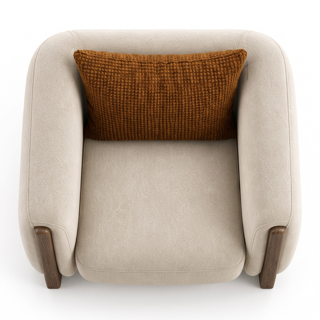 Orson warm ivory armchair top view