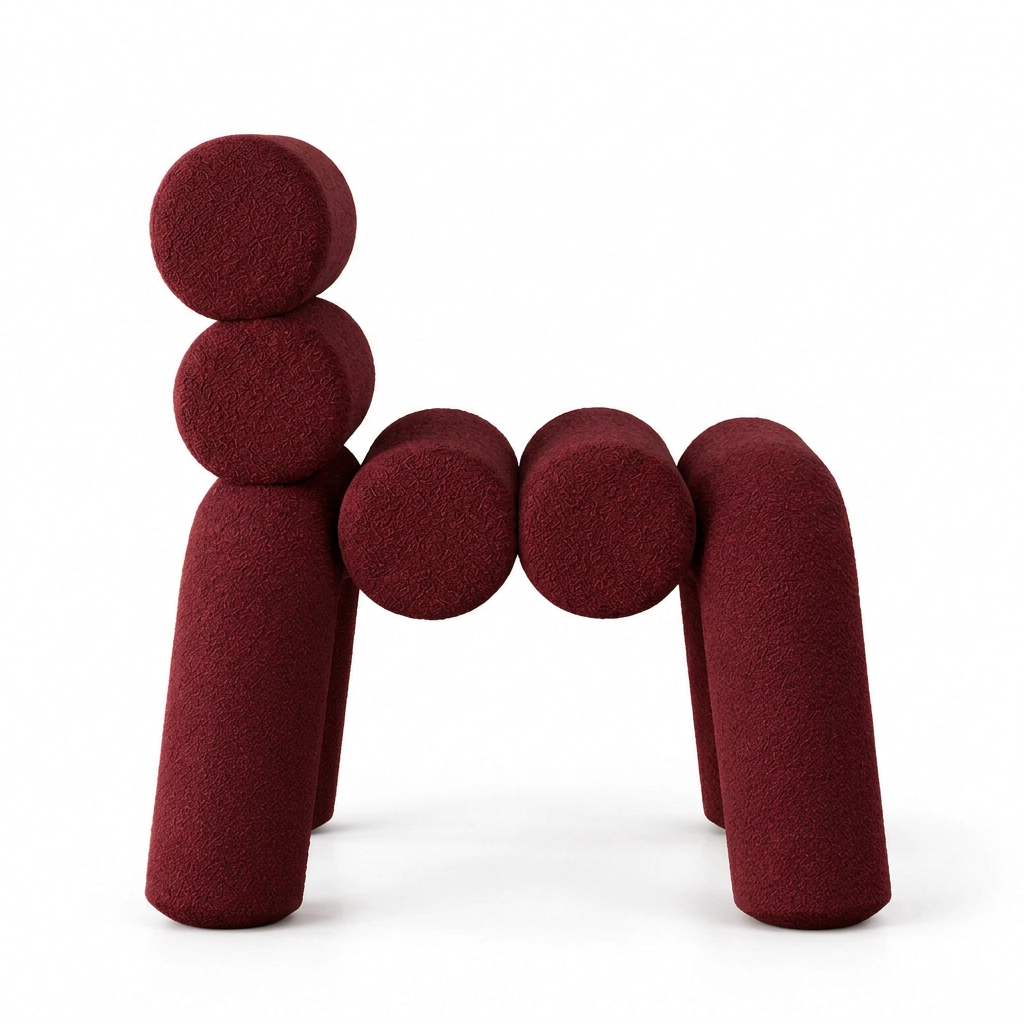 Rovelle burgundy boucle tubular chair left side