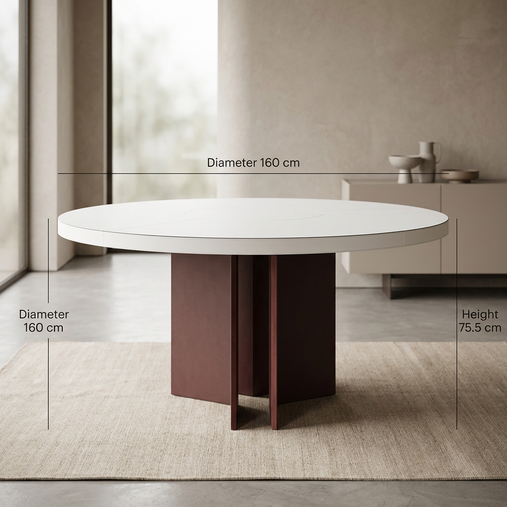 Tavelle brown and white dining table styled in a contemporary dining room