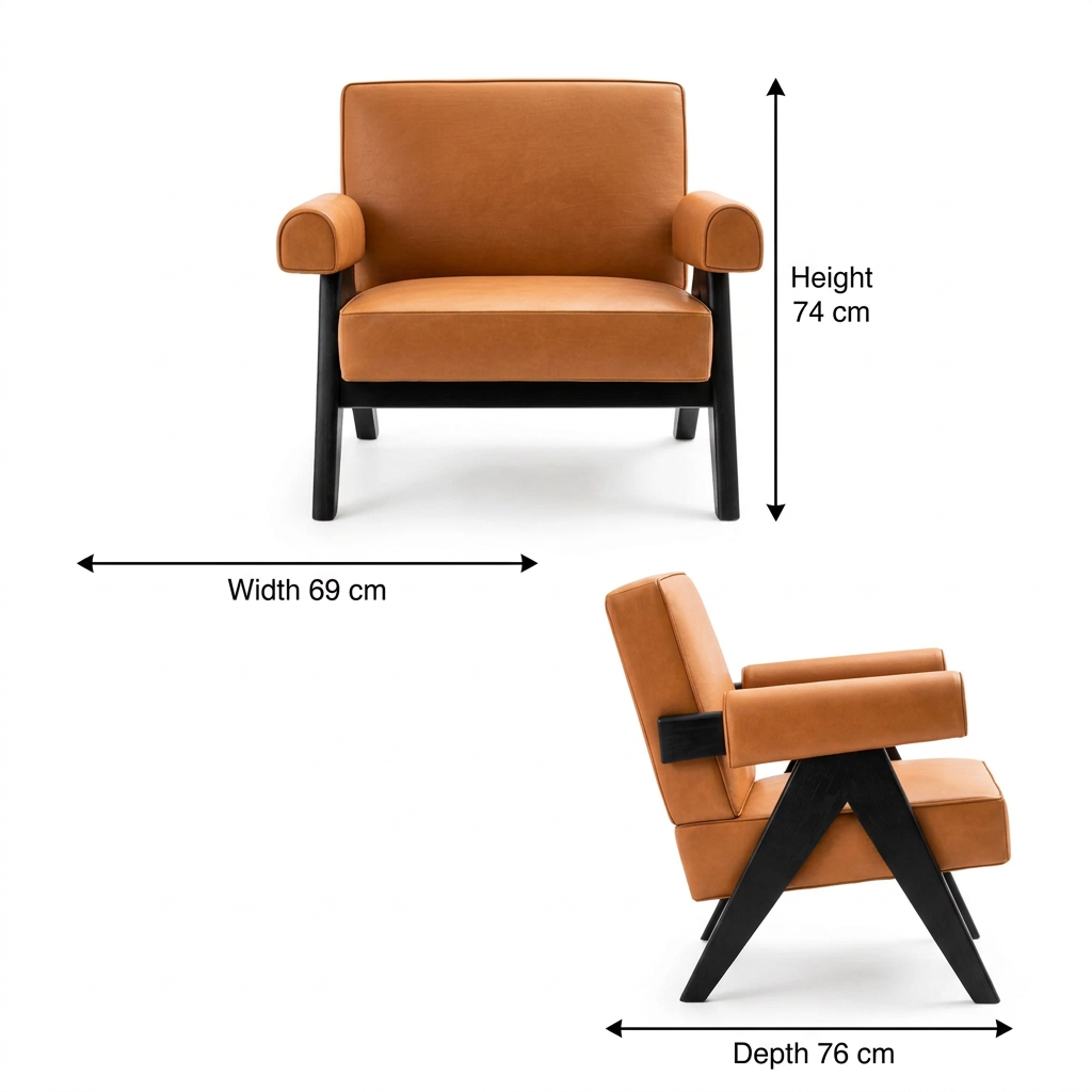 Ronan armchair dimensions 69 cm W 76 cm D 74 cm H
