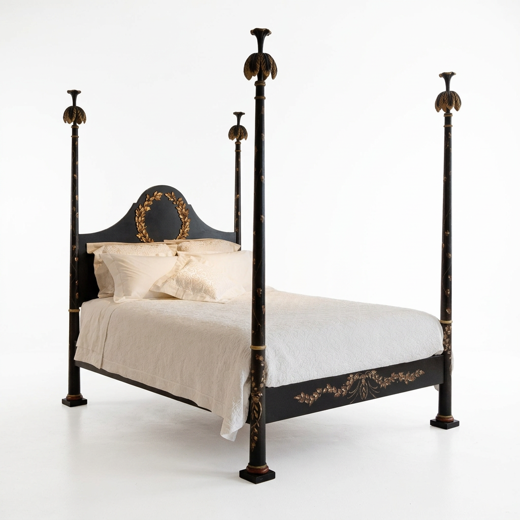 Aurel bed left view on white background