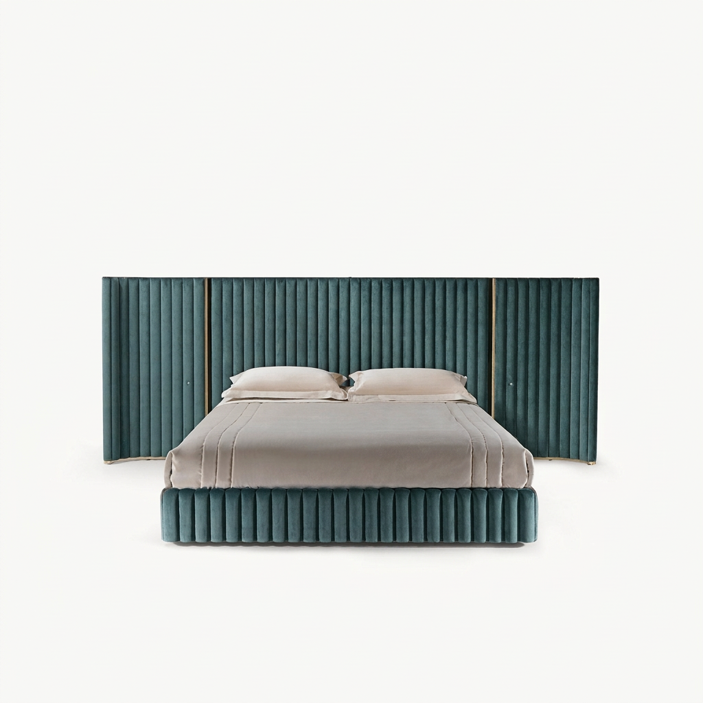 Neris bed front view on white background