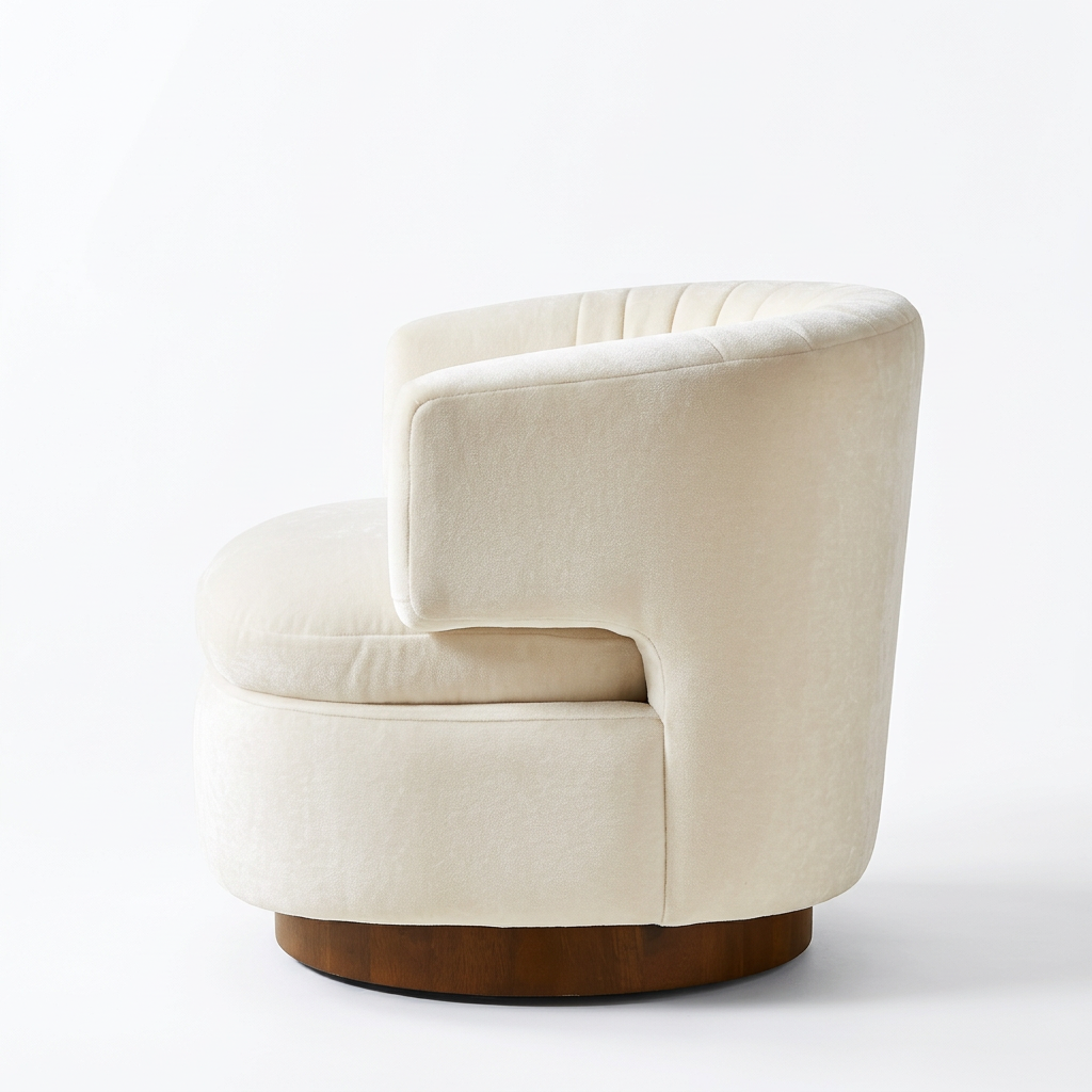 AI-reconstructed right-side view of Avielle ivory armchair