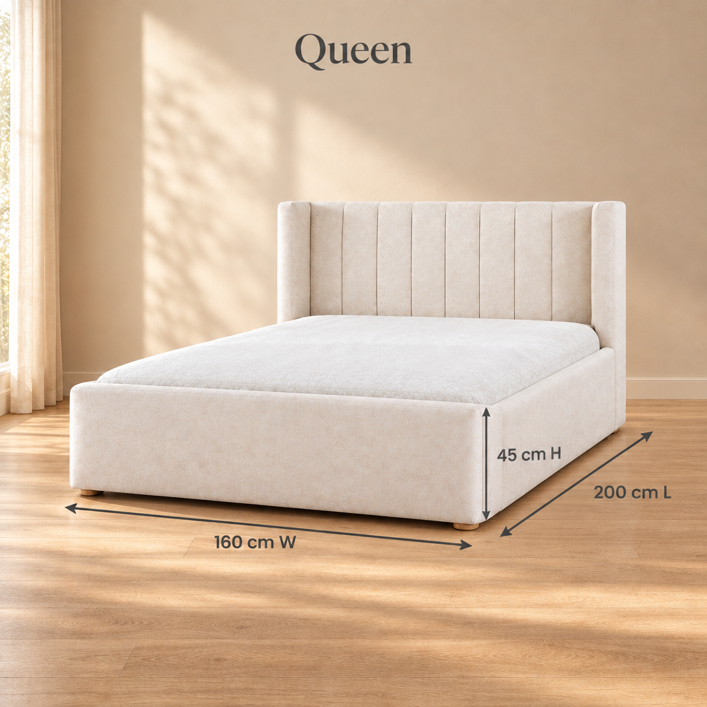 Linden Queen dimensions: 160 cm W x 200 cm L x 45 cm H