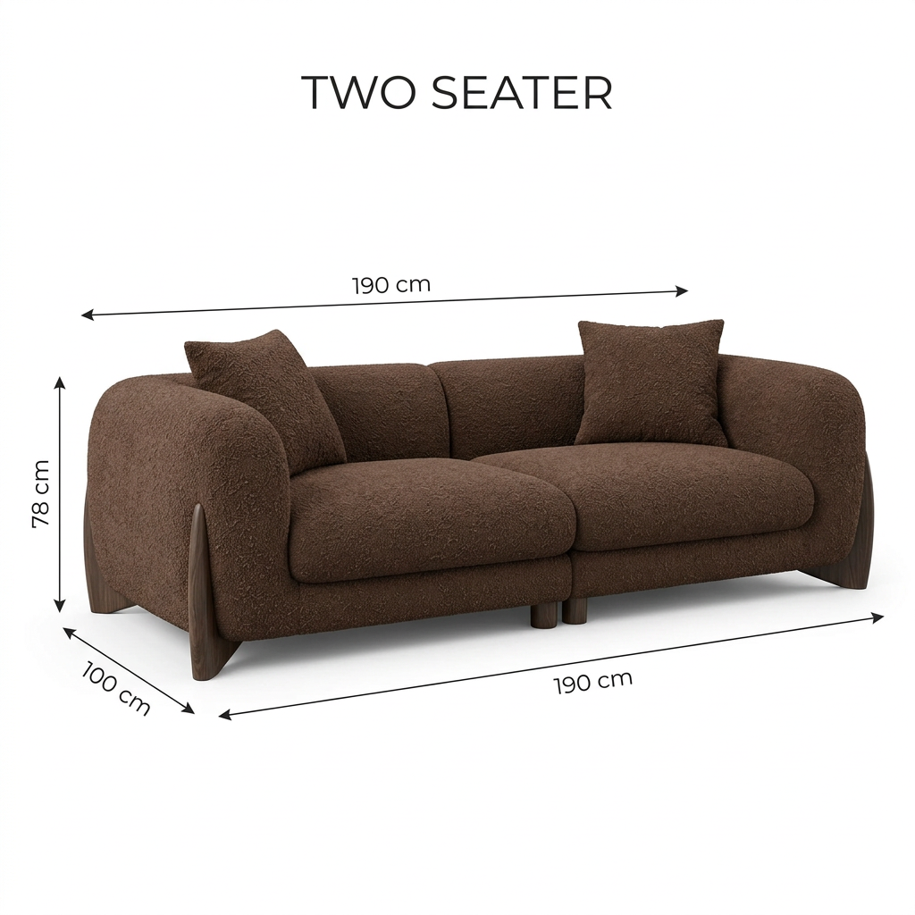 Oria brown two-seater dimensions 190 by 100 by 78 cm