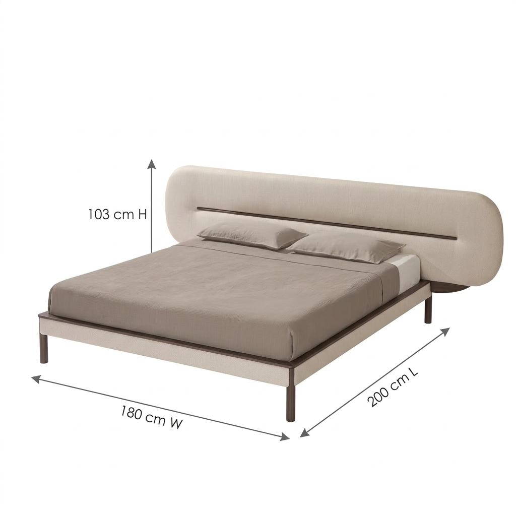 Liora bed dimension guide 180 W by 200 L by 103 H cm