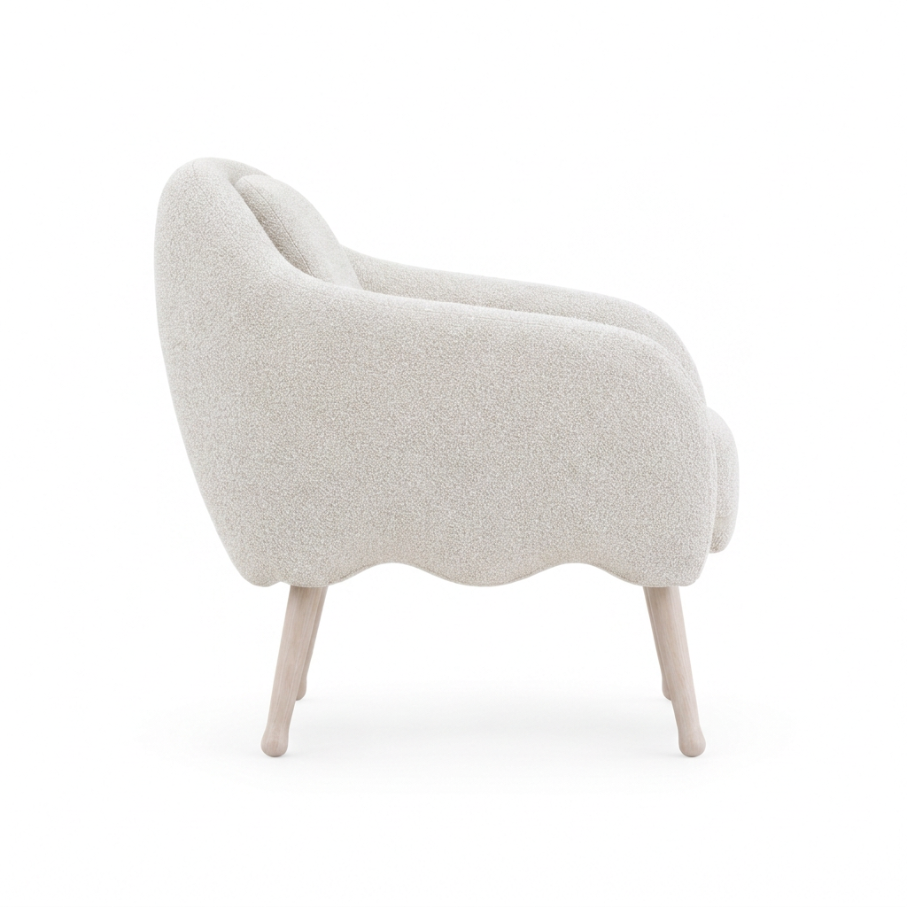 Evania white lounge armchair left side