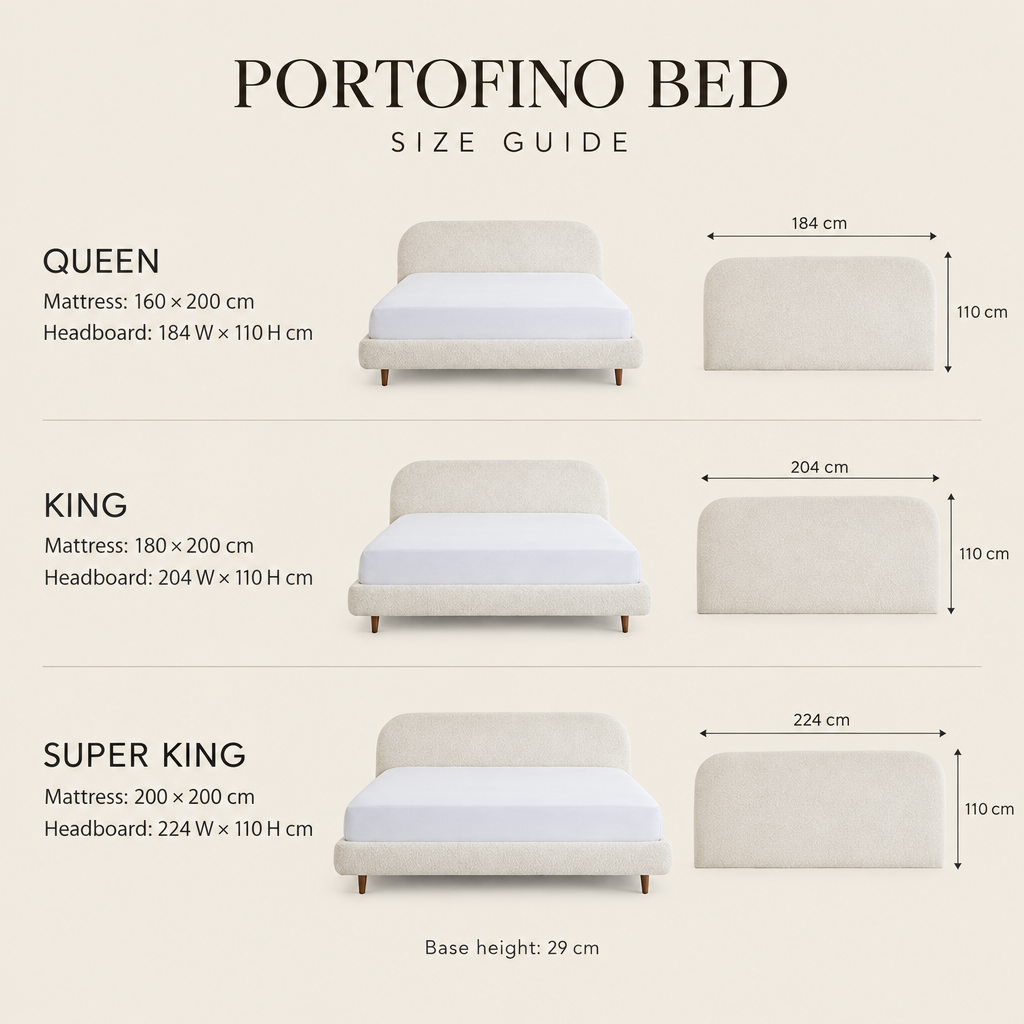 Portofino Queen King and Super King size guide